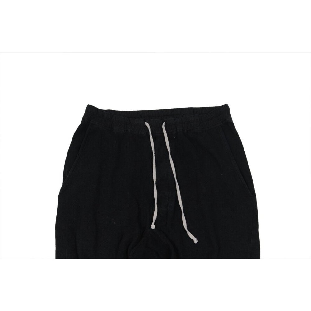 Rick Owens Men Cropped Pants Medium Black Cotton Drop Crotch Drawstring Trousers - Picture 6 of 10